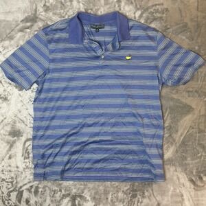 Masters Collection Polo Mens XL Blue Green Augusta Striped Pima Rugby Golf